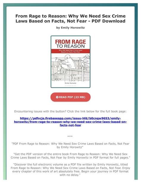 PDF From Rage To Reason Why We Need Sex Crime Laws Based On Facts Not Fear By Emily Horowitz