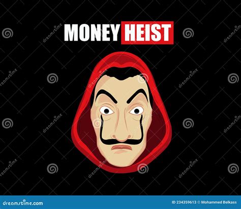 Money Heist Title With Dali Mask Clothes Red La Casa De Papel Design