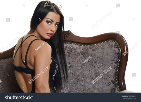 Brunette Sexy Woman Black Dress On Stock Photo 329355479 Shutterstock