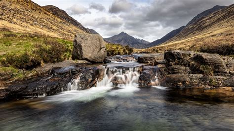 Download Wallpaper 1920x1080 River Waterfall Mountains Stones Rocks