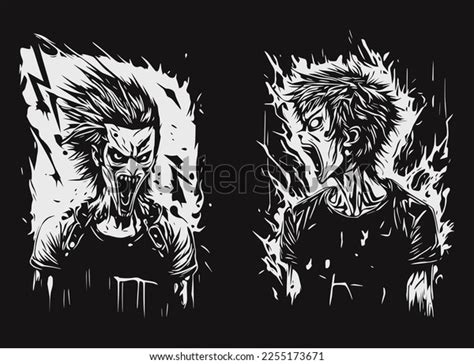 Hand Drawn Portrait Creepy Handsome Man Stock Vector (Royalty Free ...