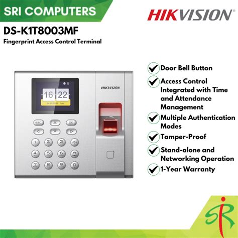 Hikvision DS K1T8003MF Fingerprint Access Control Terminal 1 YEAR