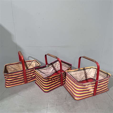 Vintage American Folding Shopping Baskets | Tramps Prop Hire