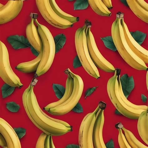 Premium Photo Seamless Pattern Of Bananas On A Red Background Print