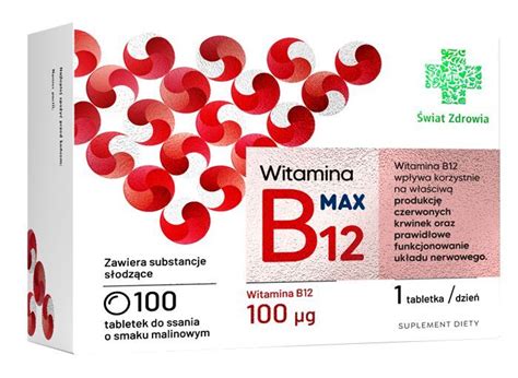 Witamina B12 Max Świat Zdrowia 100 Tbl B12 Kobalamina Vit B