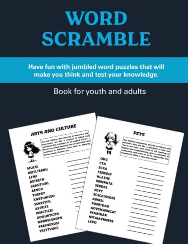 Word Scramble Book For Youth And Adults Jumbled Words For Fun Unleash