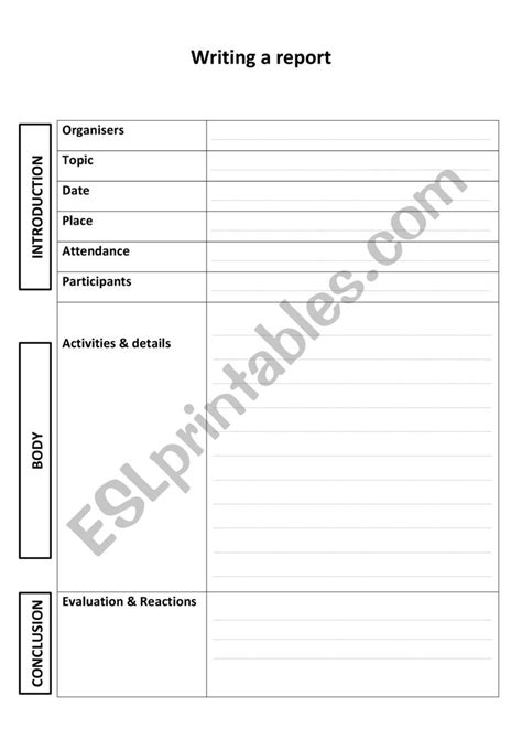 Writing a report template - ESL worksheet by hamidov206