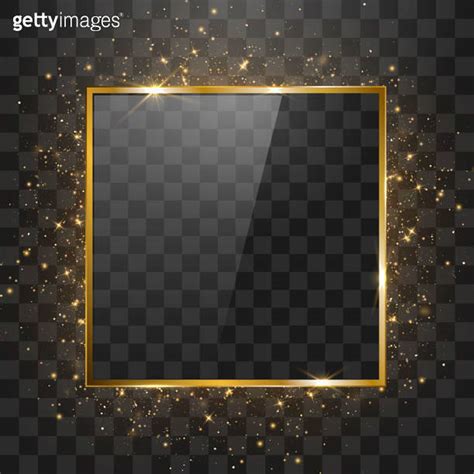 Vector Golden Frame Around Glitter Particles Golden Frame With