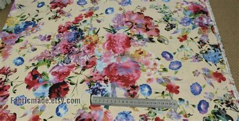 Soft Shabby Chic Flower Linen Fabric Pink Watercolour Floral Etsy Uk