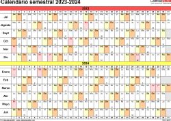 Calendario Semestral 2023 2024 En Word Excel Y PDF