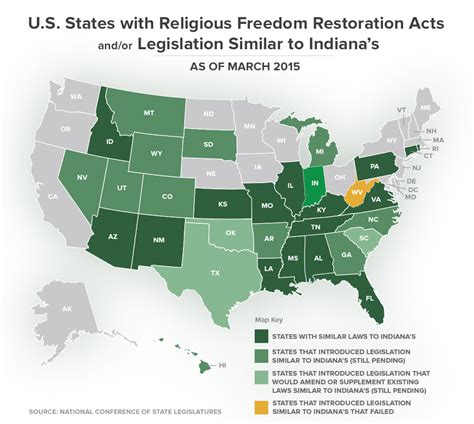 U.S. States with Religious Freedom Restoration Acts and/or Legislation ...