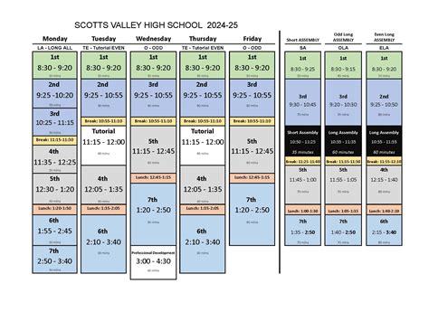 Bell Schedule Student Calendar And Calendar Of Days Scotts Valley High