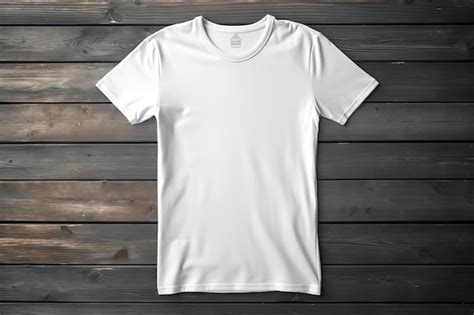 Camiseta blanca sobre fondo de madera para la maqueta de tus diseños