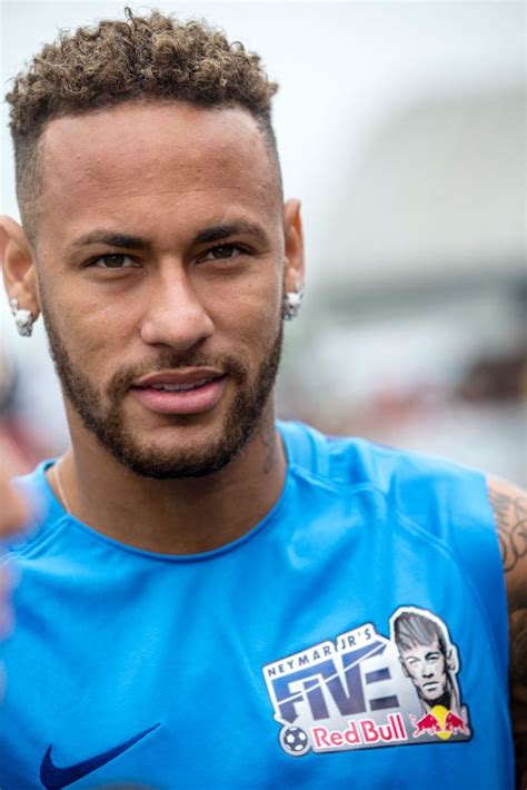 Praia Grande Sao Paulo Brazil July 20 Neymar Jr Poses For A