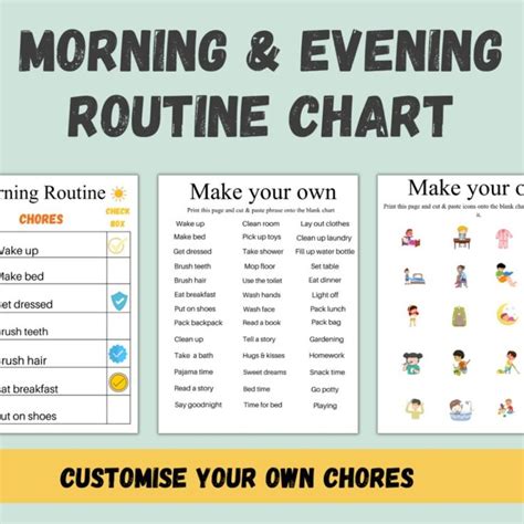 Printable Morning Evening Checklist Kids Routine Chart Etsy Routine