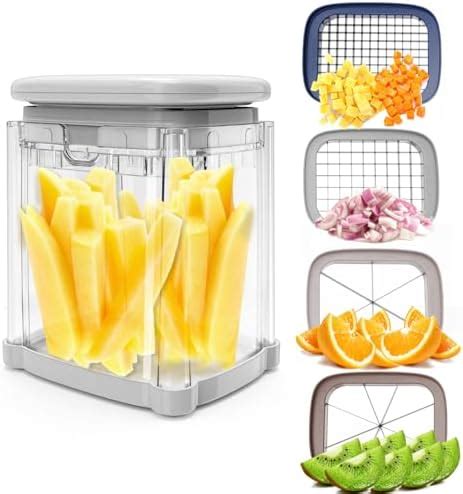 CrazyQueen French Fry Cutter 4 In 1 Food Dicer Chop Box Potato Cutter