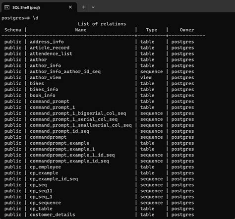 How To Describe Database Objects In Postgresql From Psql