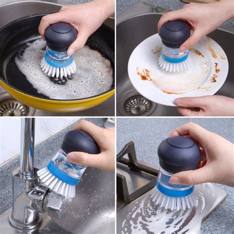 Mrsiga Soap Dispensing Palm Brush A Kitchen Essential For Effortless