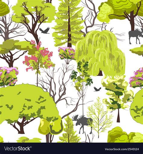 Forest tree sketch seamless Royalty Free Vector Image