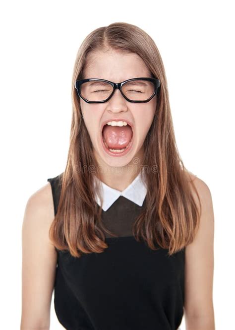 Angry Young Teenage Girl Screaming Isolated Stock Photo Image Of