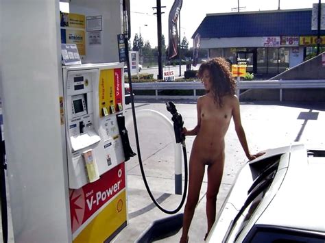 Amateur Gas Station Flashing Photo X Vid