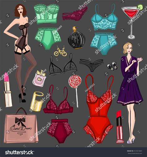 Vector Set Lingerie Perfume Stock Vector Royalty Free 412551865 Shutterstock