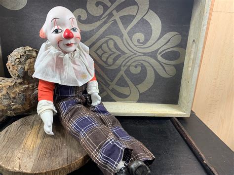 Vintage Clown Porcelain Doll Clown Doll Collectible Etsy Uk