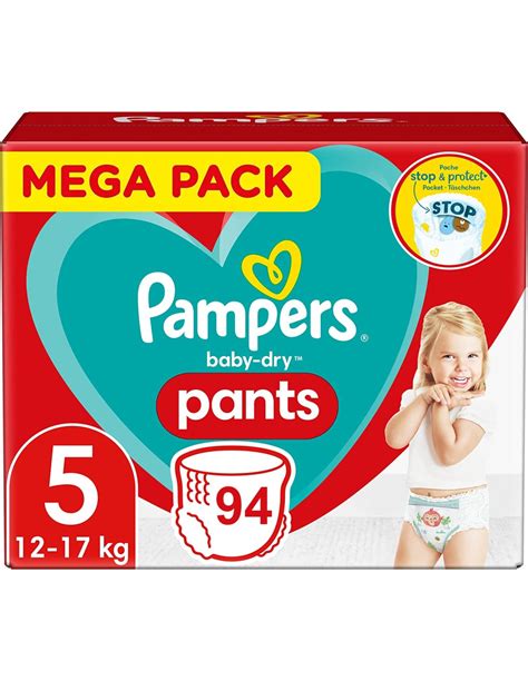 PAMPERS PANTS TAILLE 5 BABY DRY COUCHES CULOTTES 94 COUCHES 12 17 KG