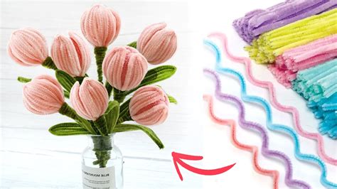 How To Make Beautiful Tulip Flowers From Pipe Cleaner Easy Pipe