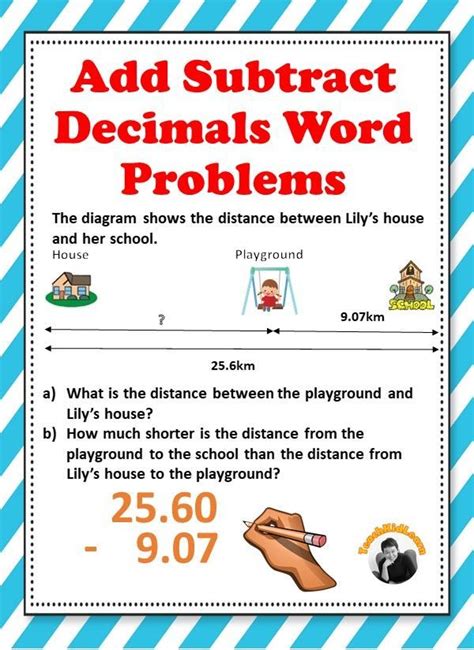 Decimal Subtraction Word Problems Worksheets