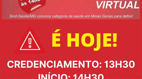 Hoje Assembleia Geral Virtual Sind Sa De Mg Convoca Categoria Para