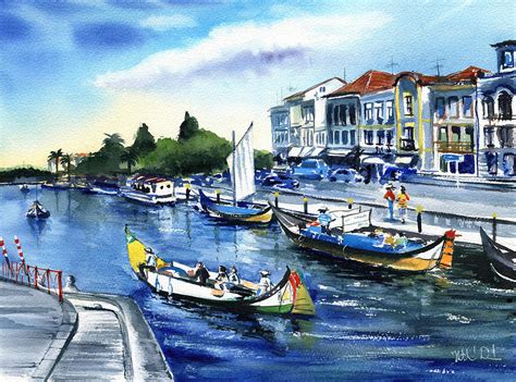 A Pleasant Day In Aveiro Portugal Painting By Dora Hathazi Mendes Pixels