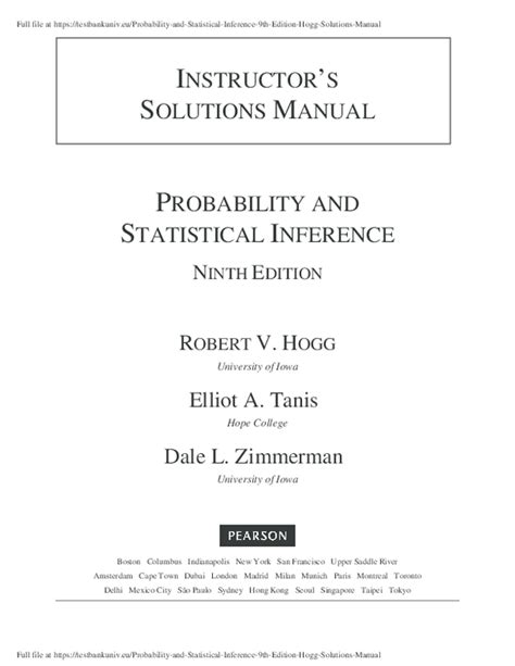 Pdf Instructors Solutions Manual Probability And Statistical