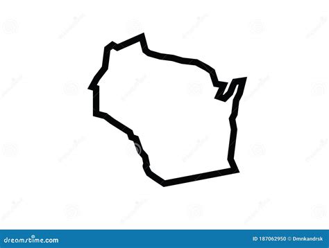 Wisconsin Outline Map State Shape Stock Vector - Illustration of area ...