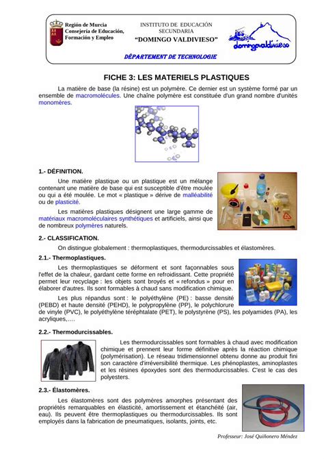 PDF FICHE 3 LES MATÉRIELS PLASTIQUES DOKUMEN TIPS