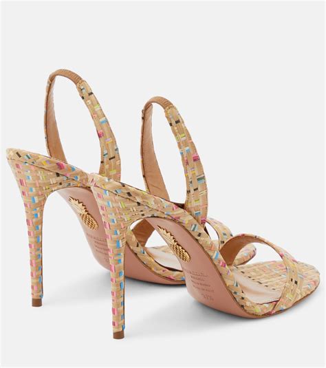 So Nude Raffia Slingback Sandals In Multicoloured Aquazzura Mytheresa