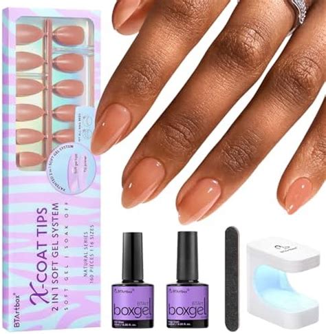 Amazon BTArtbox Short Almond Nail Tips Soft Gel Nail Kit With