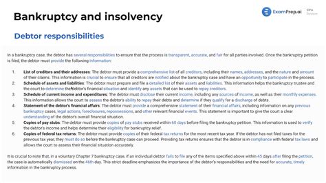 Debtor Responsibilities Video ExamPrep Ai CPA Review