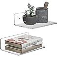 Sezanrpt 9 Inch Clear Wall Shelf Acrylic Small Floating Shelf For Wall