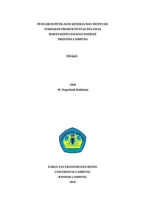 Pdf Pengaruh Penilaian Kinerja Dan Motivasi Skripsi Digilib Unila