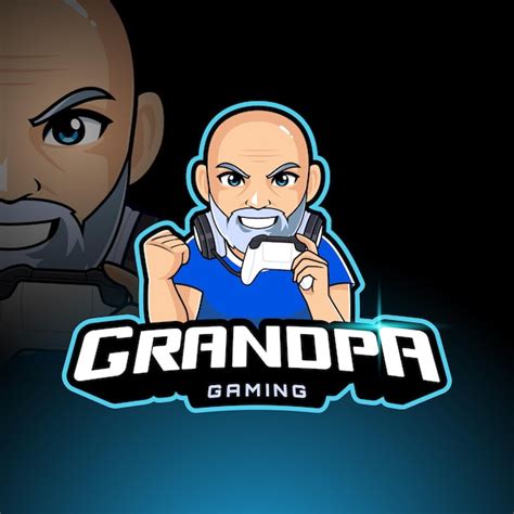 Premium Vector Grandpa Gamer Logo Illustration Old Man Playing Game