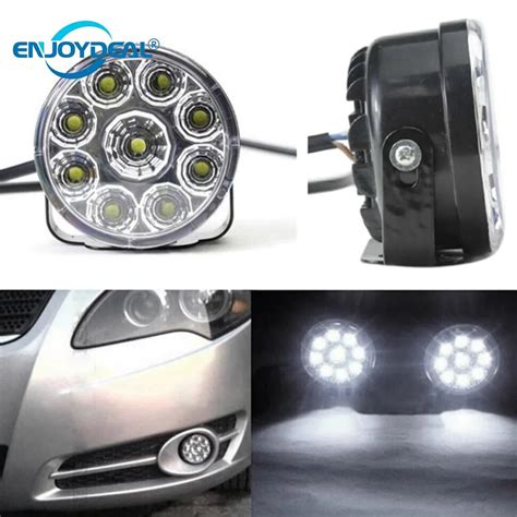 Drl Round Daytime Running Light Car Fog Lamp Day Driving Lamp V Led