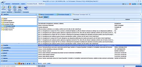 Nexus ERP Actualizare Formular 010 An 2017