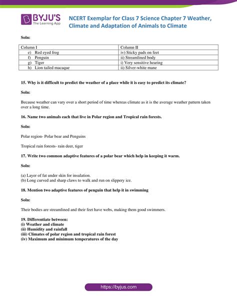 NCERT Exemplar Solutions For Class 7 Science Chapter 7 Weather