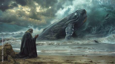 The Old Testament prophet Jonah was praying on the beach with whales
