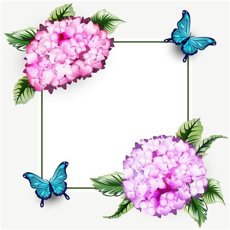 Hydrangea Floral Background Frame With Butterfly 3107457 Vector Art At