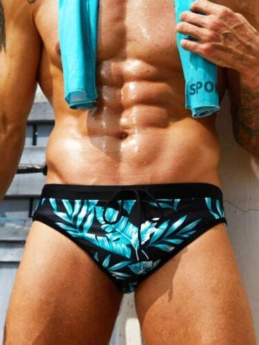 New Men S Sexy Tropical Low Rise Style Bikini Swim Brief W Contoured Pouch Gay EBay