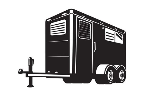 Horse Trailer Viewed From Low Angle Horse Trailer Retro Illustration