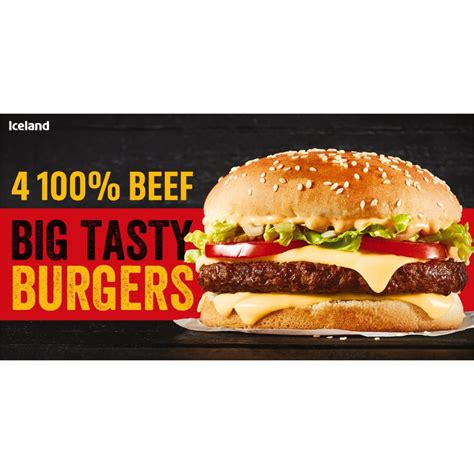 Iceland 4 100 Beef Big Tasty Burgers 600g Burgers Iceland Foods