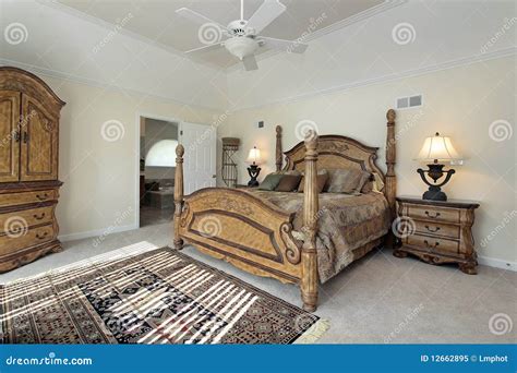 Master Bedroom With Wood Furniture Royalty Free Stock Photo - Image ...